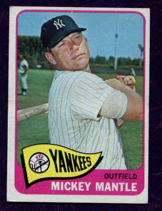 1965 Topps Mickey Mantle Ny Yankees 350 Vg - Ex