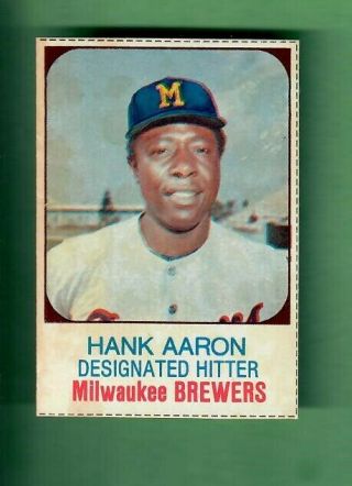 1975 Hostess 130 Hank Aaron Milwaukee Brewers Hof Hand Cut