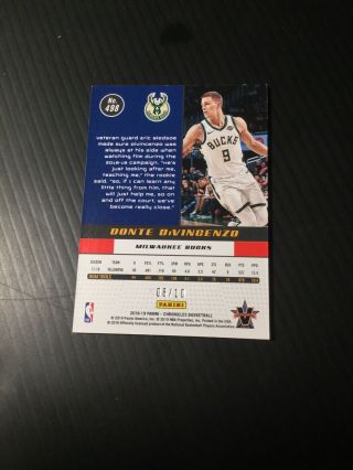 2018 - 19 Chronicles Vangaurd Donte DiVincenzo Good Parallel Rookie Card 8/10 2