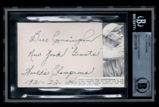 Billy Cunningham (d1953) Signed 3x5 Index Card Autographed Bas 1922 Ny Giants Ws