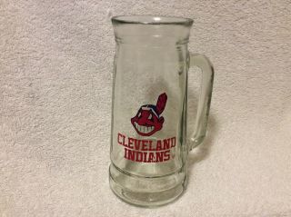 Vintage Cleveland Indians Chief Wahoo Glass Stein Mug R2