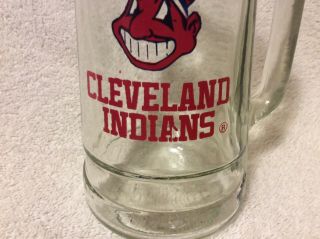Vintage Cleveland Indians Chief Wahoo Glass Stein Mug R2 2