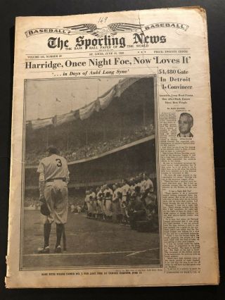 1948 Sporting News York Yankees Babe Ruth Last Visit To Yankee Stadium