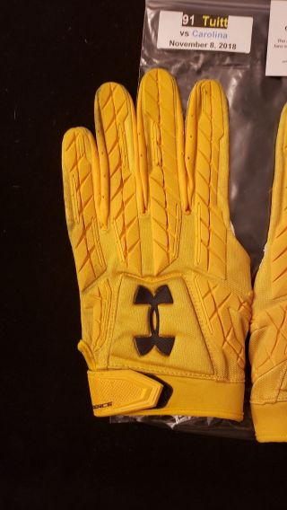 Stephon Tuitt Pittsburgh Steelers Game Worn Gloves 11/8/18 Under Armour 4XL 3
