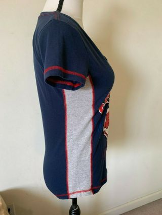 Cleveland Indians Majestic Womens Tshirt Chief Wahoo Short Sleeve Medium Blue 3