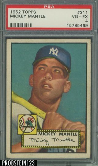 1952 Topps 311 Mickey Mantle Yankees Rc Hof Psa 4 High " Fantastic Centering "