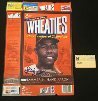 Hank Aaron Signed Wheaties Cereal Box W/steiner