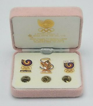 1988 Summer Olympics Seoul Korea 3 Pin Badges Official Set Nip