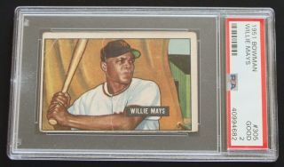 1951 Bowman Willie Mays Rookie Rc 305 Psa 2 Gd