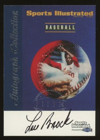 1999 Fleer Sports Illustrated Lou Brock Auto Cardinals W/ Factory Stamp