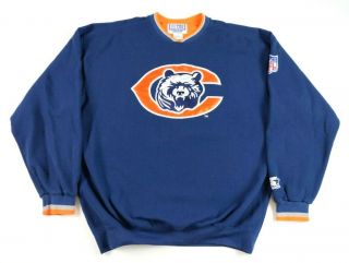 Vtg 90s Starter Mens Chicago Bears Big Logo Sweatshirt Large Nfl Football
