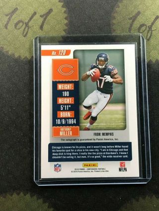 2018 Contenders Anthony Miller ON CARD AUTO CHICAGO BEARS RC FX 2