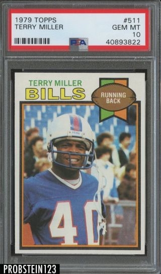 1979 Topps Football 511 Terry Miller Buffalo Bills Psa 10 Gem