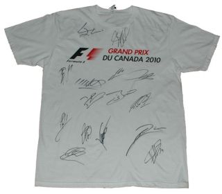 2010 Canadian Grand Prix F1 T - Shirt Signed By 16 F1 2010 Drivers Webber Kubica