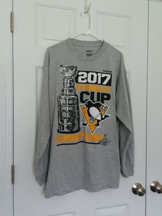 Pittsburgh Penguins Reebok 2017 Stanley Cup Champions Locker Room T - Shirt Large 2