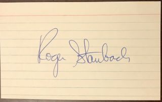 Roger Staubach Signed Vintage 3x5 Index Card.  Dallas Cowboys Qb Hofer