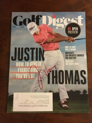 Justin Thomas Autograph Signed Golf Digest - June 2017 Issue - Firestone C.  C.