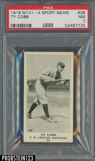 1916 M101 - 4 Sporting News 38 Ty Cobb Detroit Tigers Psa 7 Only 2 Higher
