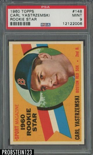 1960 Topps 148 Carl Yastrzemski Red Sox Rc Rookie Psa 9 " Razor Sharp "