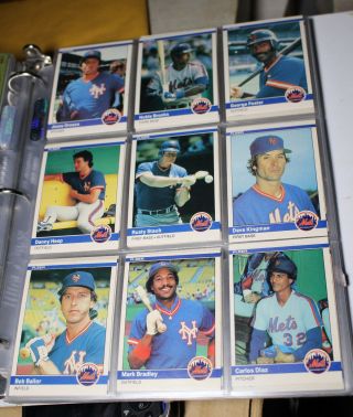 1984 Fleer York Mets Team Baseball Cards Set In Binder Sleeves