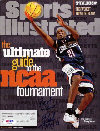 Ricky Moore Autographed Sports Illustrated Uconn Huskies Best Wishes Psa X65431