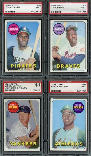 1969 Topps Baseball Complete Set All Psa Graded Mostly 7 Nm & 8 Nm - Mt