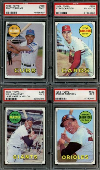 1969 Topps Baseball Complete Set All PSA Graded Mostly 7 NM & 8 NM - MT 7