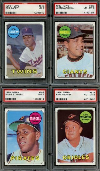 1969 Topps Baseball Complete Set All PSA Graded Mostly 7 NM & 8 NM - MT 9