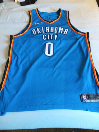 Nike Okc Oklahoma City Thunder Russell Westbrook Authentic Jersey Sz 52 Xl