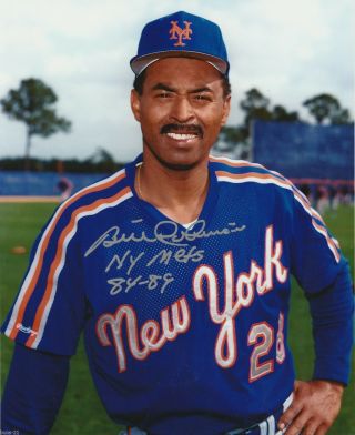 Bill Robinson Signed 8x10 Photo Insc Ny Mets 84 - 89 First Base Coach 1986 Ws Rare
