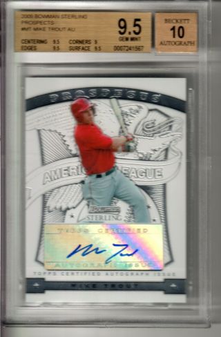 2009 Bowman Sterling Prospects Mt Mike Trout Auto Rc Bgs 9.  5 (9.  5,  9.  5,  9,  9.  5)