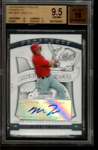 2009 Bowman Sterling Prospects Mt Mike Trout Auto Rc Bgs 9.  5 (10,  10,  9,  9.  5)