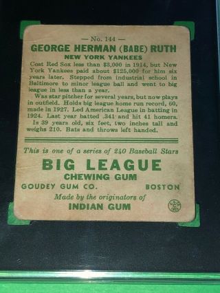 1933 Goudey George (Babe) Herman Ruth 144 SGC Good 2 6