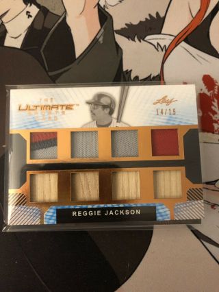 Reggie Jackson 2019 Leaf Ultimate 8x Game Jersey Patch / Bat Relic /15 Ssp