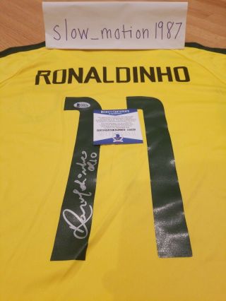 Ronaldinho Signed World Cup Nike Brazil Jersey Inscribed R10 With Beckett
