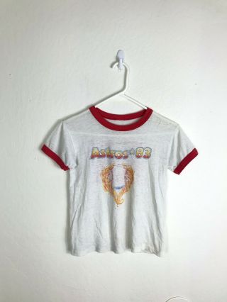 Youth Small Mlb Houston Astros 1983 Coca Cola Vintage 80s Rare Ringer Tee Shirt