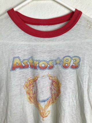 Youth Small MLB Houston Astros 1983 Coca Cola VINTAGE 80s RARE Ringer Tee Shirt 2