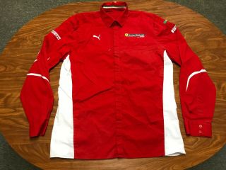Mens Official Puma Ferrari Challenge Trofeo Red Race Worn Crew Shirt Size Large