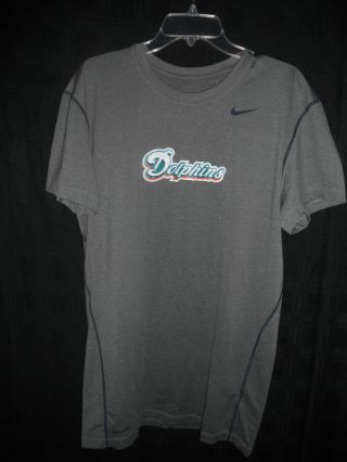 Miami Dolphins Game Grey Nike Dri - Fit Short Sleeve Compression Shirt 2xl