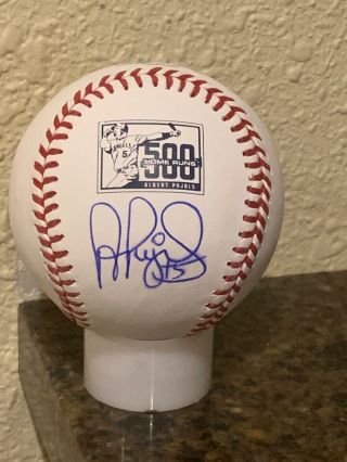 Albert Pujols Signed 500 Hrs Logo Baseball Autographed Psa/dna Cardinals Angels