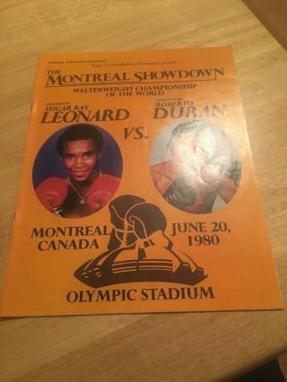 Montreal Showdown Program Sugar Ray Leonard Vs.  Roberto Duran June 20,  1980