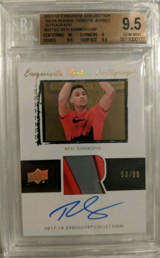 2017 - 18 Ud Exquisite Ben Simmons Rc Auto /99 Bgs 9.  5/10 Nike Swoosh Bin Steal
