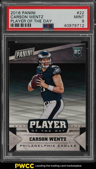 2016 Panini Player Of The Day Carson Wentz Rookie Rc 22 Psa 9 (pwcc)