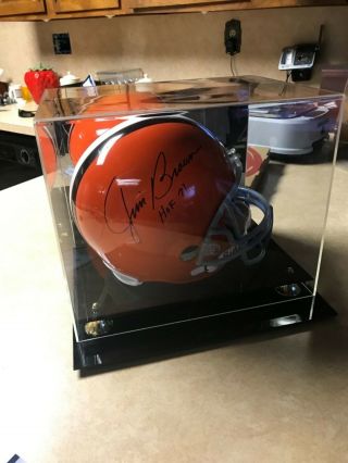 Jim Brown Autographed Full Size Helmet With Display Case.  No C.  O.  A.