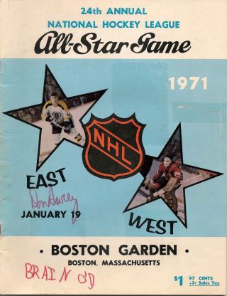 1970 - 71 Nhl All Star Game Program At Boston Garden West Nips East