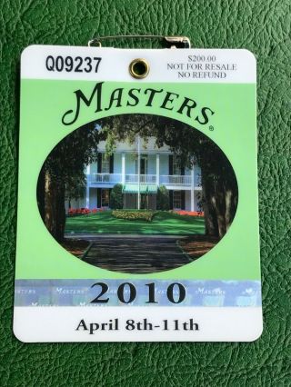 2010 Masters Badge Phil Mickelson Champion Augusta National Ticket Souvenir