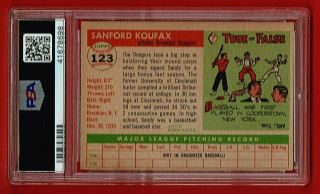 1955 Topps Baseball 123 Sandy Koufax Rookie Card PSA 6.  5 EX - MT, 3