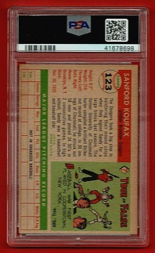 1955 Topps Baseball 123 Sandy Koufax Rookie Card PSA 6.  5 EX - MT, 4