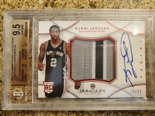 2012 - 13 Immaculate Red Rookie Patch 9.  5 Bgs Auto Pp - Le Kawhi Leonard 12/25 Rc