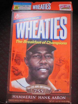 Hank Aaron 755 Home Runs 28 Oz Cereal Box Wheaties 2002